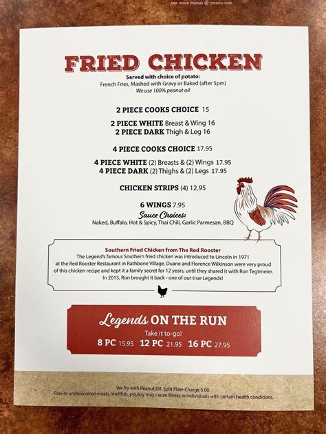 red rooster menu|Dinner Menu .